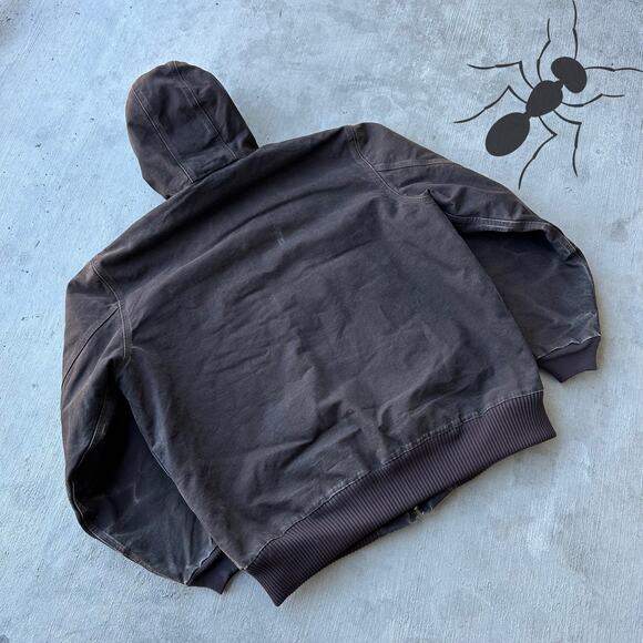 Vintage Y2K Carhartt J130 DKB brown hooded work wear jacket - Picture 6 of 10